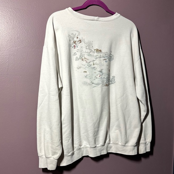 Northern Reflections Off White Sweatshirt with Winter Scene - Picture 6 of 6